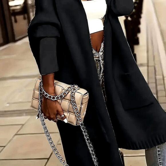 "Simply Live" Hooded Knit Cardigan Sweater - Black - size L - Picture 4 of 6